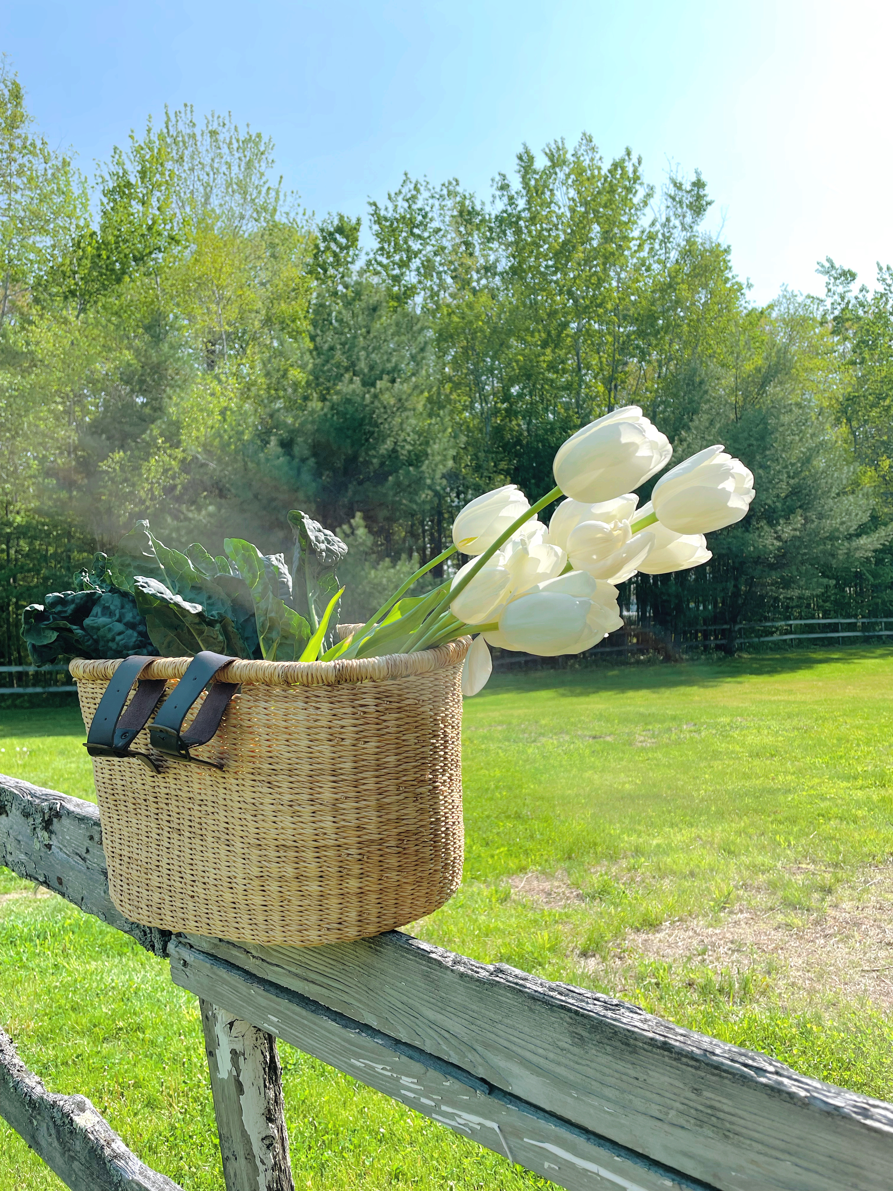 Handwoven bicycle basket