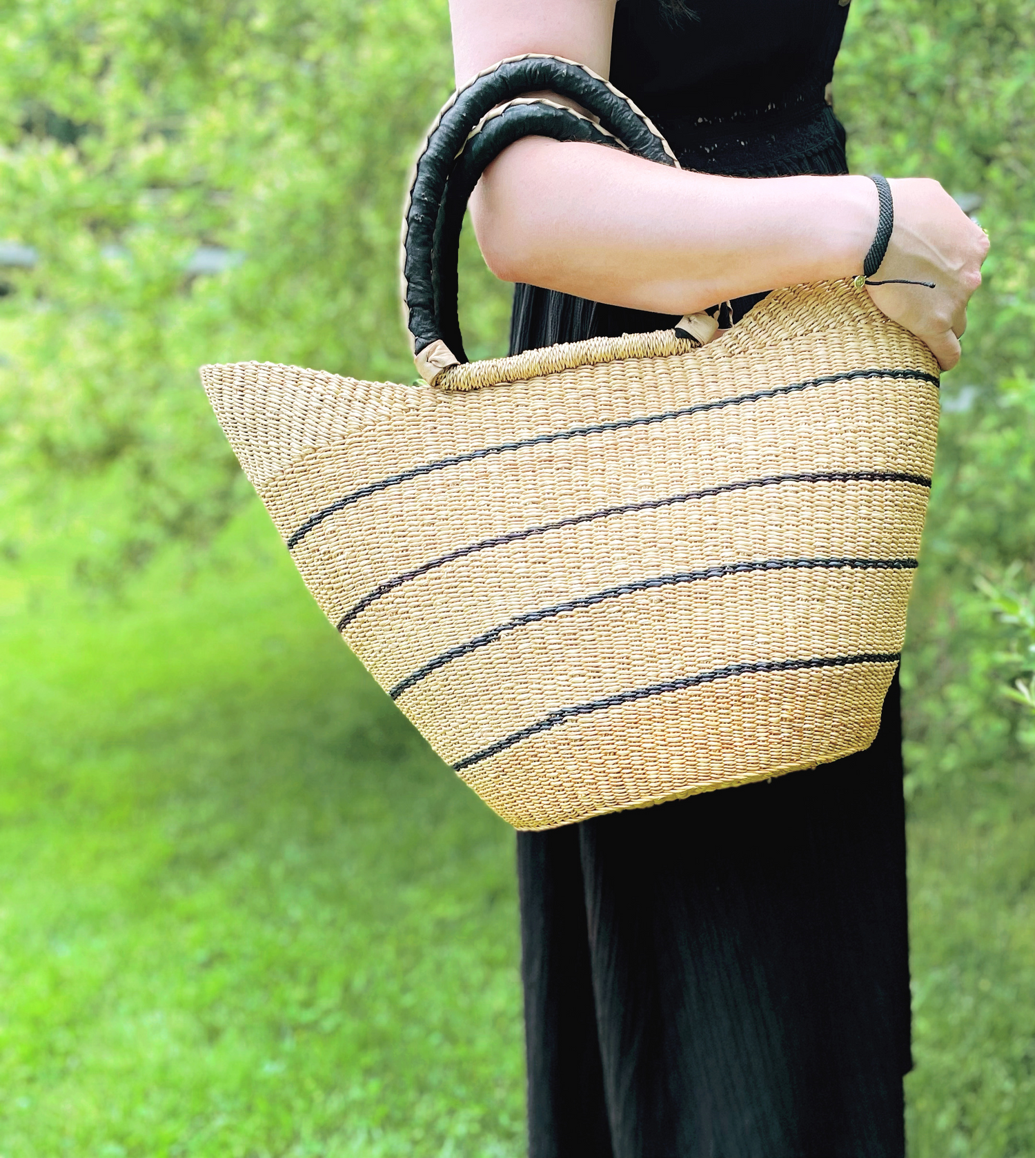 Pinstripe Shopper Basket